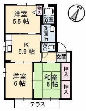 リムステイ ミキ A棟 102号室の間取り画像