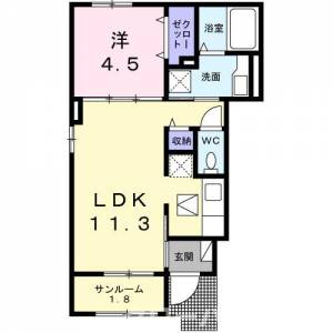 ハイツ　ＨＡＹＡＳＨＩ　２ 101の間取り画像