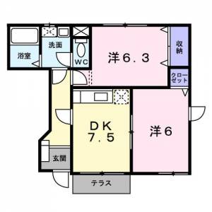 ヴィラ　エンゼルＢ 102の間取り画像