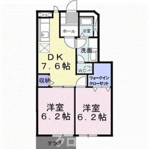 ヴェルテソレーユ　Ａ 102の間取り画像