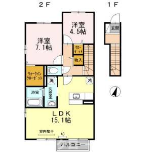 フォンテーヌ金倉 B棟 205の間取り画像