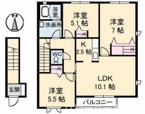 シャーメゾンS C棟 201号室の間取り画像