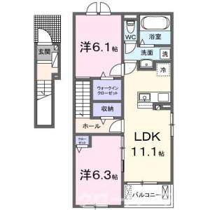 シュシュメゾン　Ⅱ 201の間取り画像