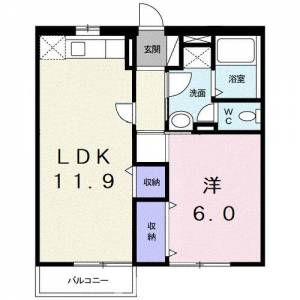 エルディム　フジ　Ｂ 102の間取り画像