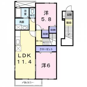 リバーサイド本山　Ｉ 202の間取り画像