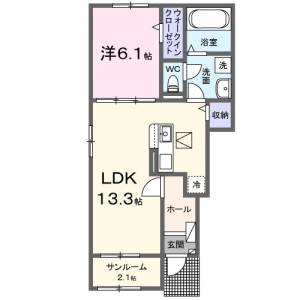 ライラック柞田Ⅱ　Ａ 101の間取り画像