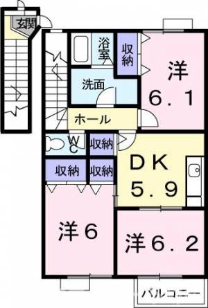 セントポーリアくすみ　Ｃ 201の間取り画像