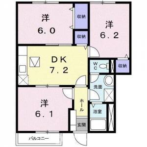 パレス　ニュールミネ　Ｂ 101の間取り画像