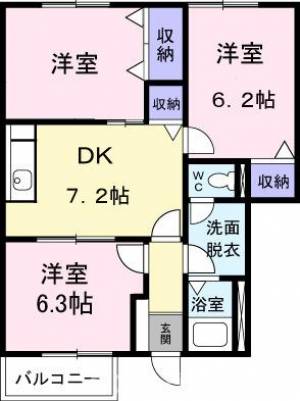 イースト丸亀　Ｄ 102の間取り画像