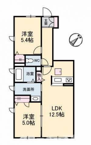 プロヌーブ生野原 B棟 102号室の間取り画像