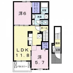 ルーベル金蔵寺ⅡＡ 202の間取り画像