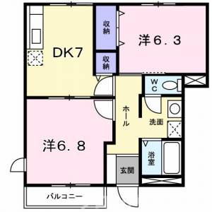 シェーヌ　Ｂ 101の間取り画像