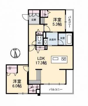 シャーメゾンマヒナ 2階 の間取り画像