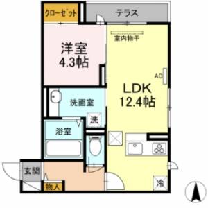 K.K.コスモス 1階 の間取り画像