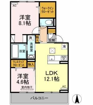 プレジデント持田　B棟 1階 の間取り画像