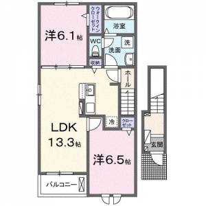 アンソレイエ　ヴィヴァンⅠ 2階 の間取り画像