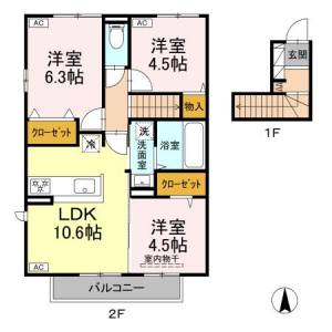 エトワール　C棟 2階 の間取り画像