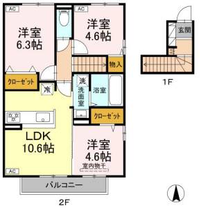 エトワール　C棟 2階 の間取り画像