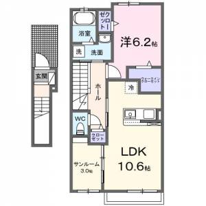 ボヌール　Ｋ　中西内 2階 の間取り画像