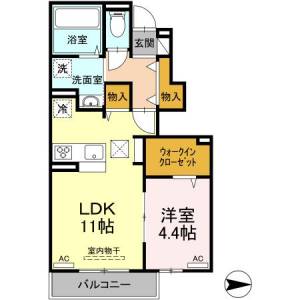 メゾンドゥ　フルール 1階 の間取り画像