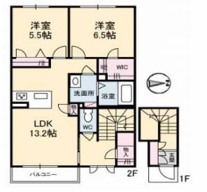 桜ガーデン空港通 2階 の間取り画像