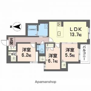 シャーメゾンステージ古川西　Ｂ棟 305の間取り画像