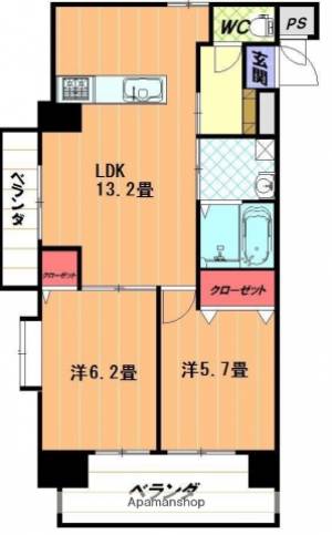 ひかりハイツ石手川 1101の間取り画像