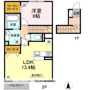 50ｔｈ古川西　Ａ棟 202の間取り画像