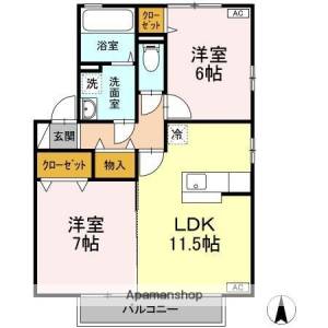 リビングタウン古川北弐番館　Ａ棟 201の間取り画像