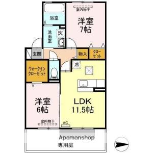 サンディーア　Ａ棟 A106の間取り画像