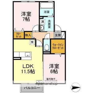 サンディーア　Ａ棟 A202の間取り画像