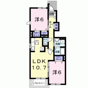 プロムナードさつき 106の間取り画像