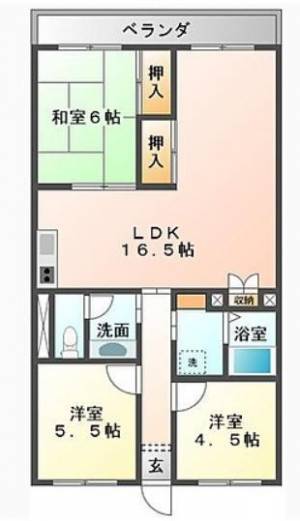 アサヒパレス庄内 302の間取り画像