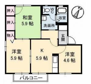 ドミール北内 A棟 A0201の間取り画像