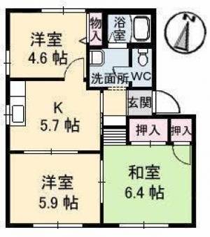 ドミール北内 C棟 C0106の間取り画像