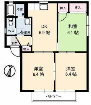 フレグランス庄内C棟 207の間取り画像