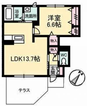 ヴィアソーレ　C棟 107の間取り画像