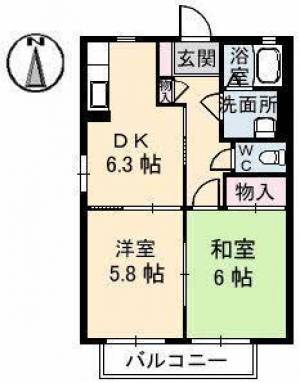 シャーメゾン加藤　C棟 C208の間取り画像