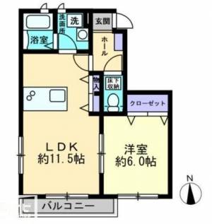 ベルリード一忠　Ⅱ棟 102の間取り画像