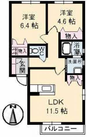 シャーメゾンあじさい 202の間取り画像