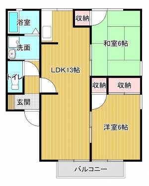 国領ハイツ　B棟 B102の間取り画像