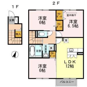 プランドール安岡Ⅲ A棟 203の間取り画像