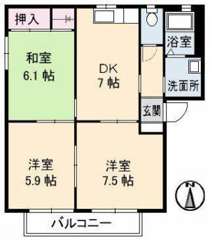 シャーメゾン佐藤　D棟 108の間取り画像