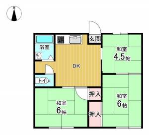 サンハイツ四軒町 102の間取り画像