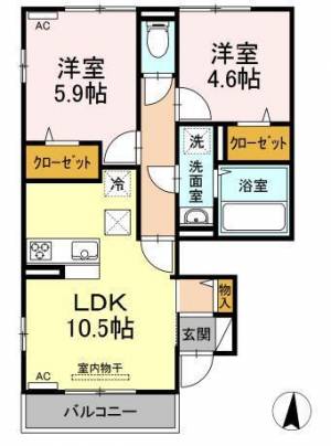 D-room喜多川　A棟 102の間取り画像