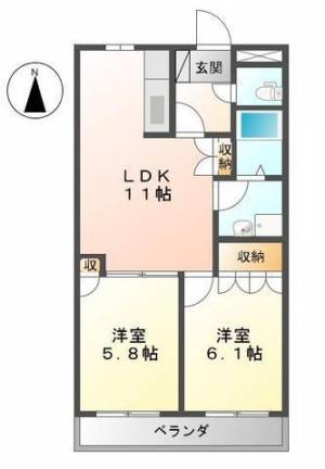 ヴァンベールⅡ 102の間取り画像