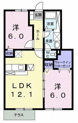 パステーク・古川　D棟 102の間取り画像