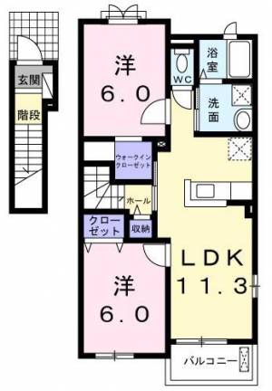 ニューカレント　Ｂ棟 201の間取り画像