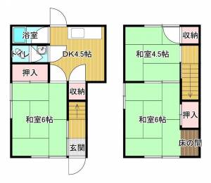 神拝甲599-1　貸家 南西の間取り画像