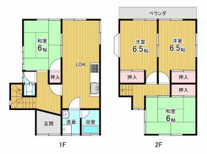 西田甲673　貸家 南の間取り画像